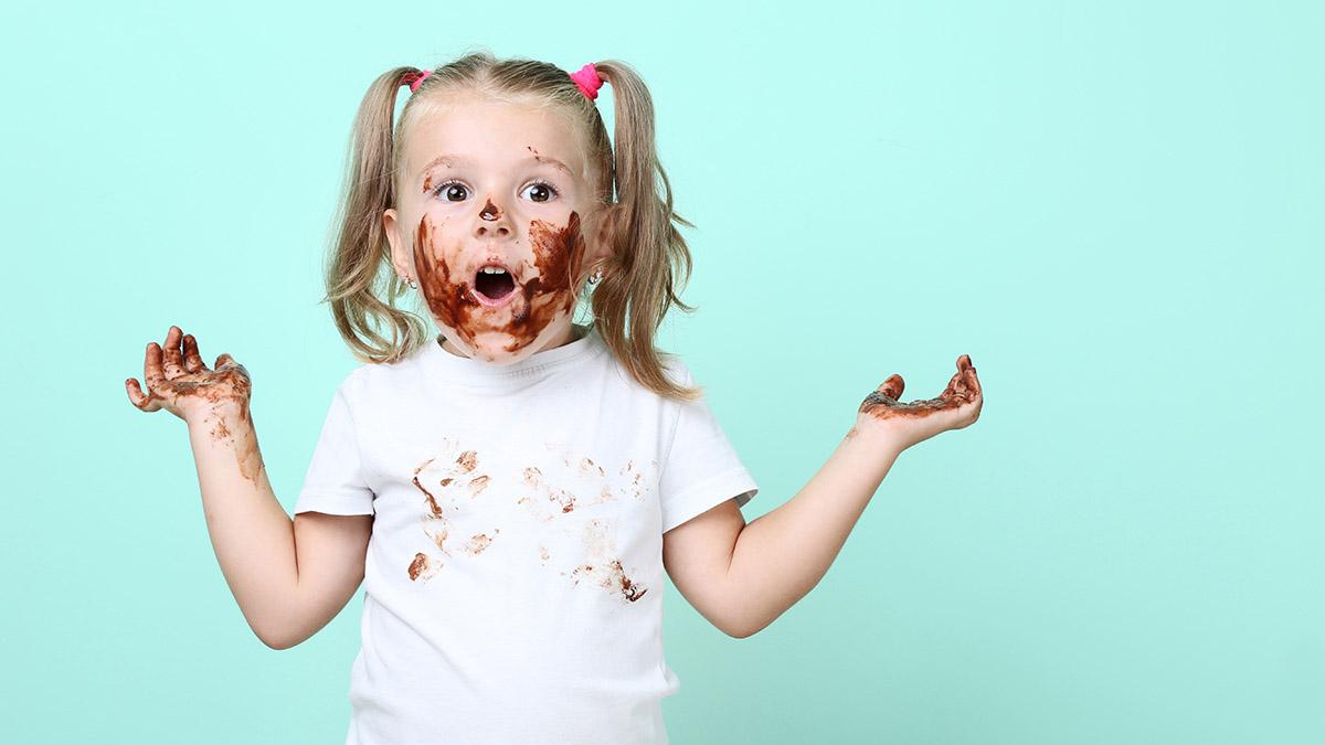 girl with chocolate on her face