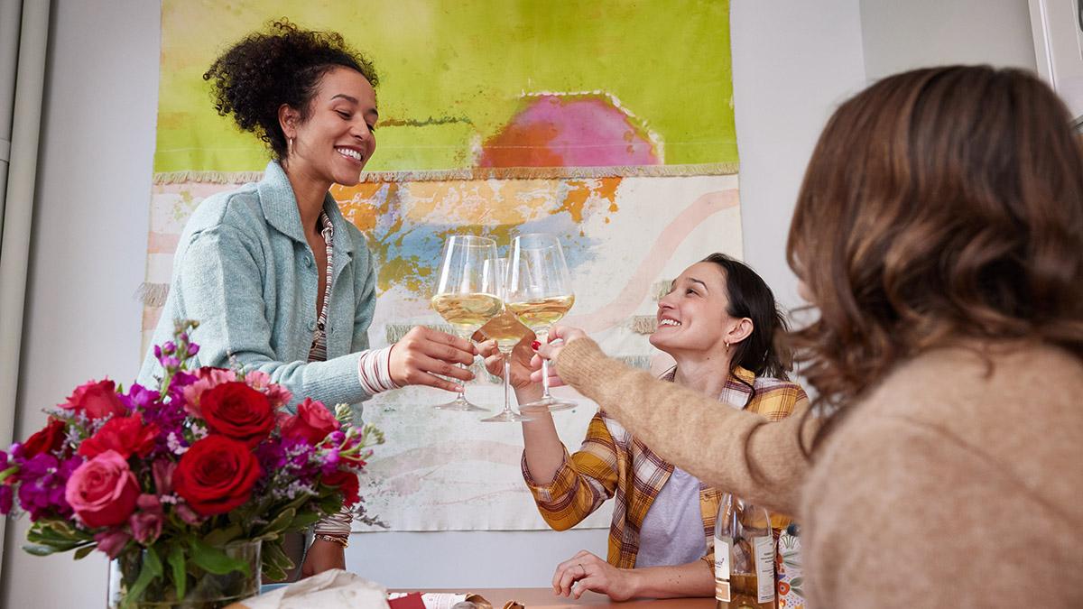 galentines day party ideas wine toast hero