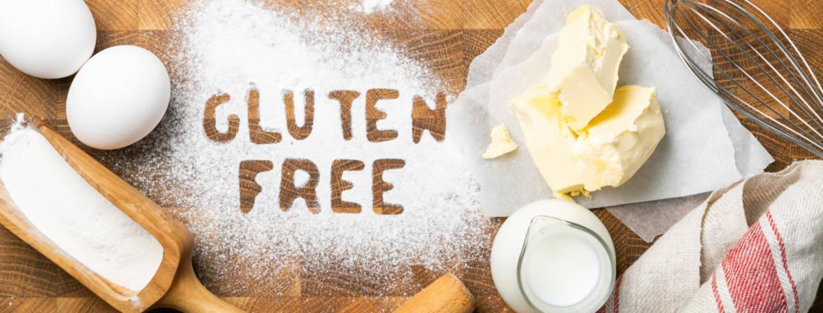 'gluten free' spelled out in flour