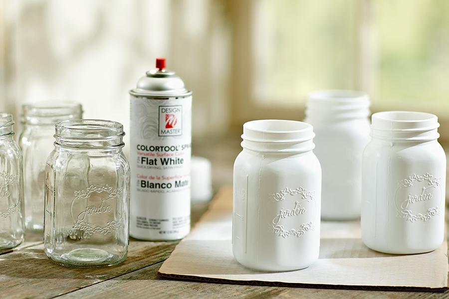 Photo of spray painted mason jars