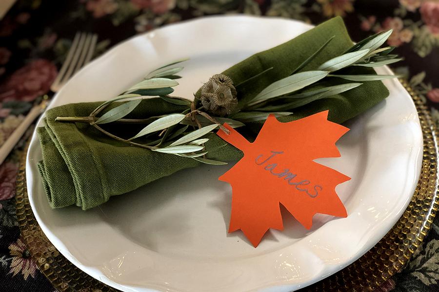 Photo of autumn leaf name cards