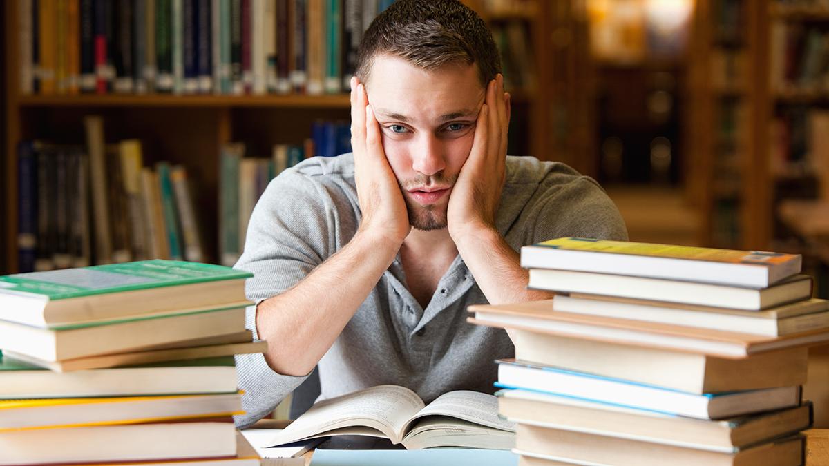 a photo of finals care package: student stressed during finals