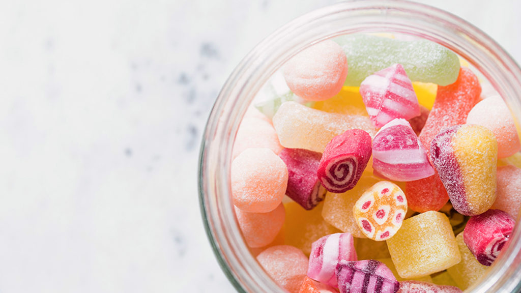 Photo of a jar of hard candy