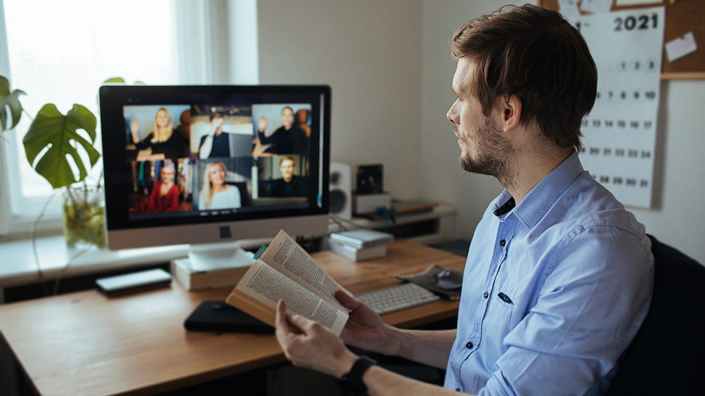 Photo of a man at a virtual book club event