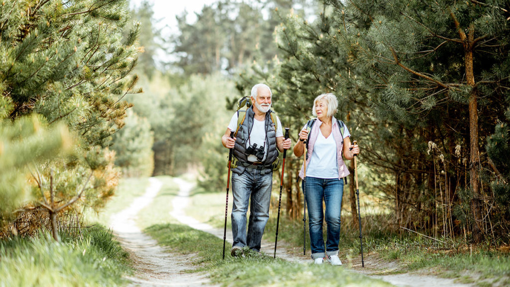 Photo of an older couple hiking