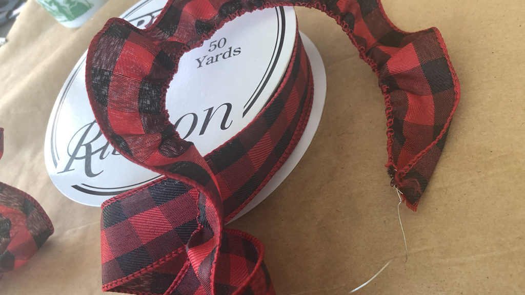 Photo of buffalo plaid wired ribbon