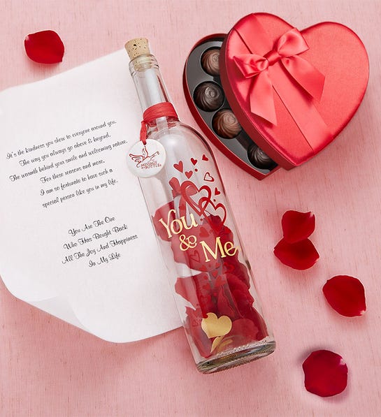 romantic Valentines Day gifts message in a bottle