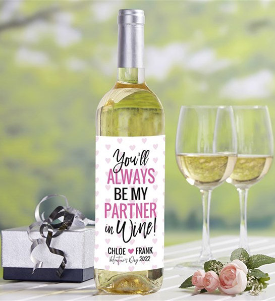 romantic Valentines Day gifts personalized wine label