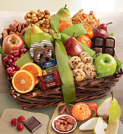 a photo of gift ideas for administrative professionals day a fruit  sweets gift basket