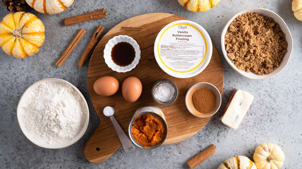 pumpkin cupcakes with cinnamon buttercream ingredients